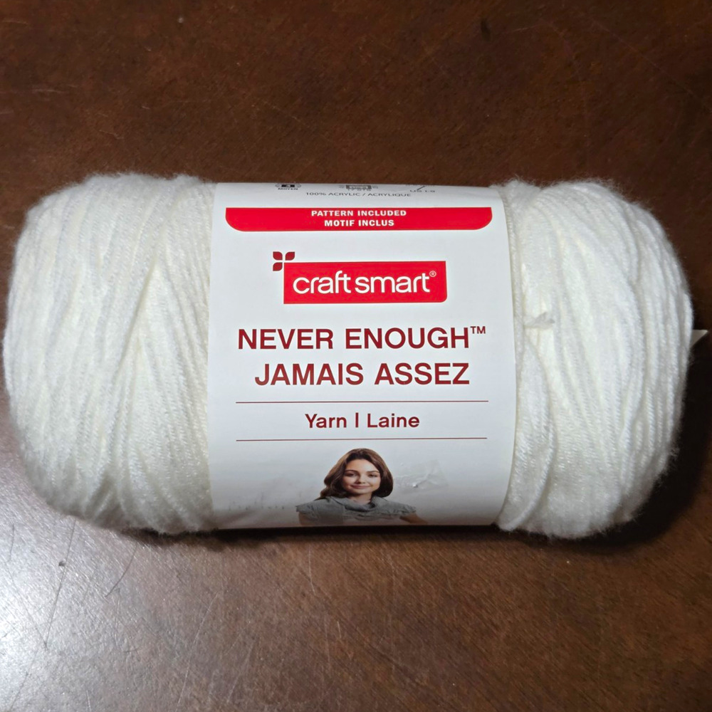 Craft Smart Never Enough 100% Acrylic Yarn Skein White 716 yds 14.1 oz